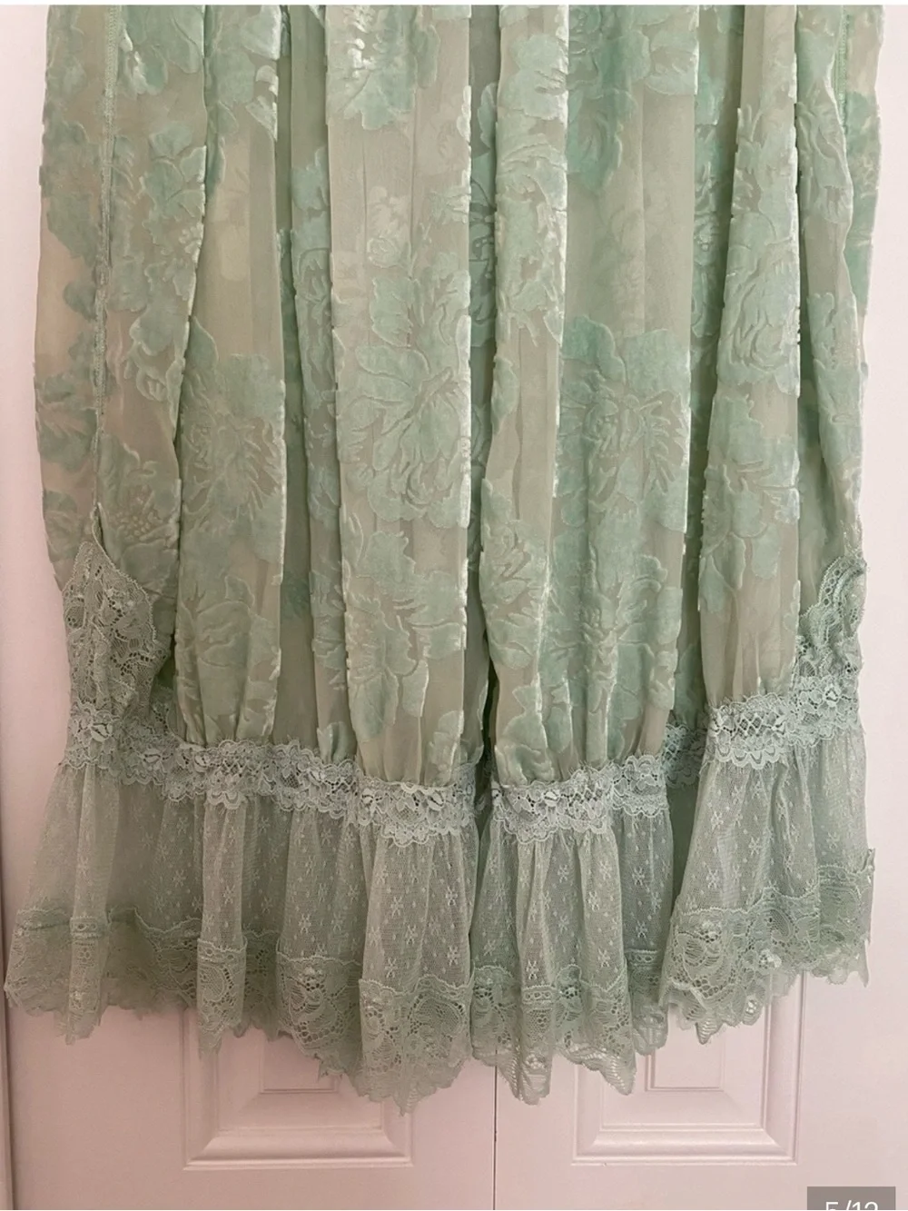 Free People Sheer Sage Green Floral Lace Wide-Leg Pants